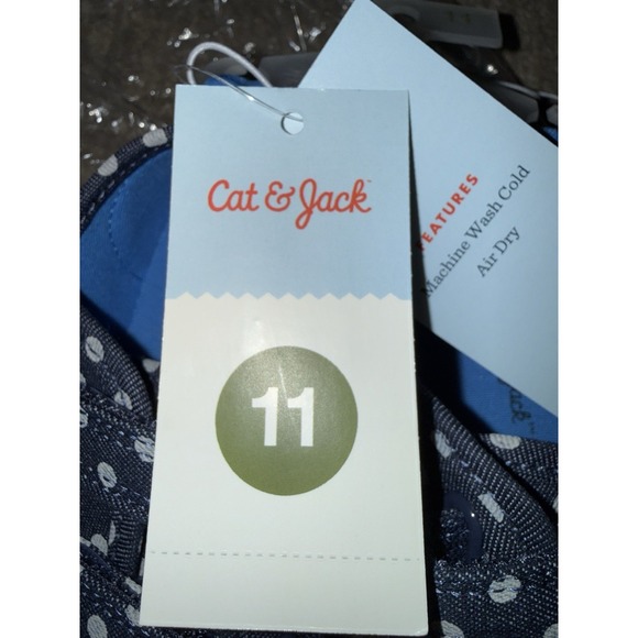 Toddler Unisex Parker Navy Blue Sneakers Size 11 Hook Loop Pull On Cat & Jack - Picture 4 of 5